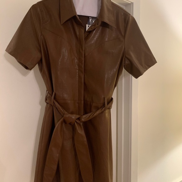 chinese dress ladies Olivaceous Vegan Leather Dress in Black main image 1